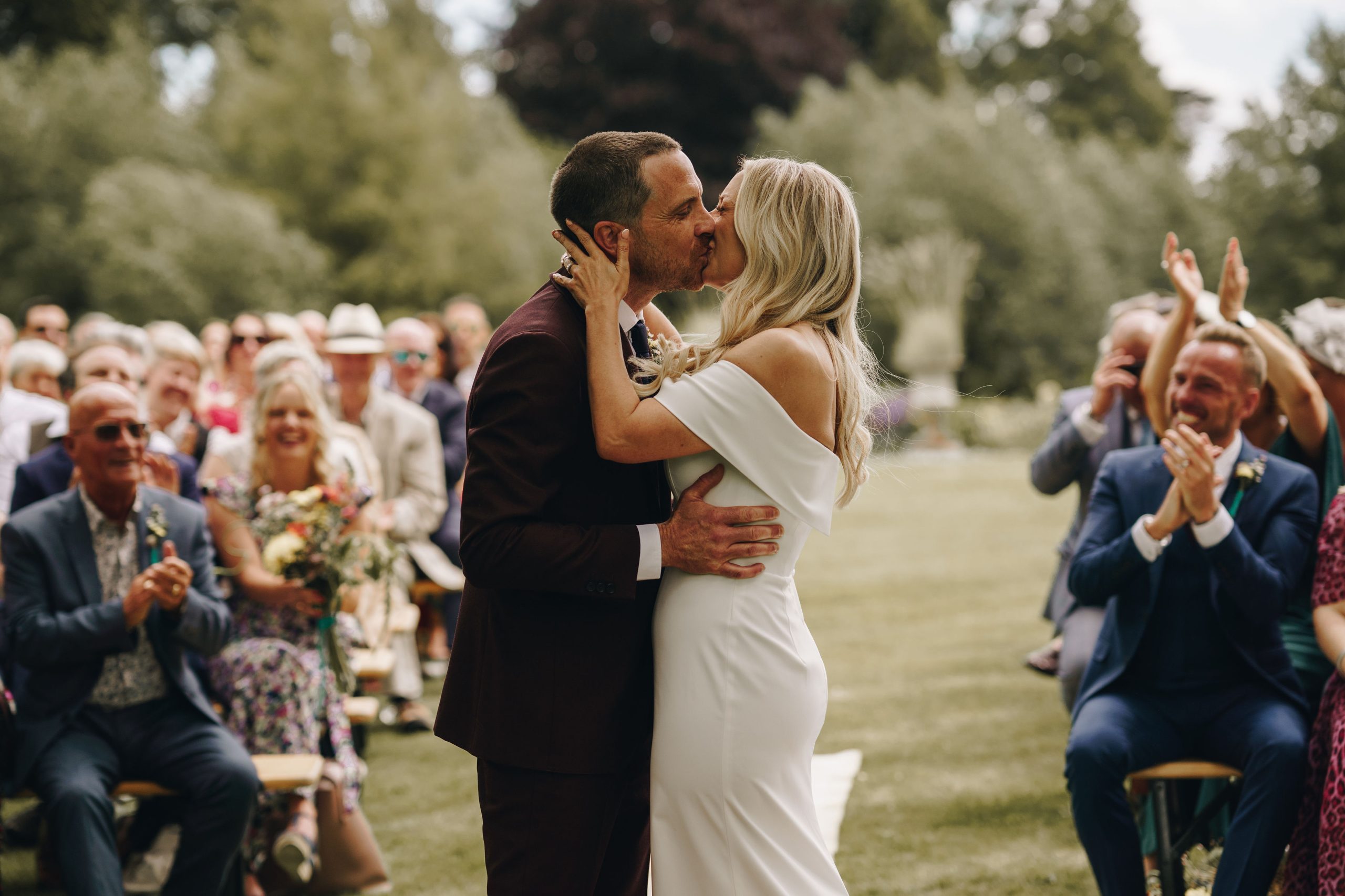 Emotional moment during celebrant-led wedding ceremony in Warwickshire
