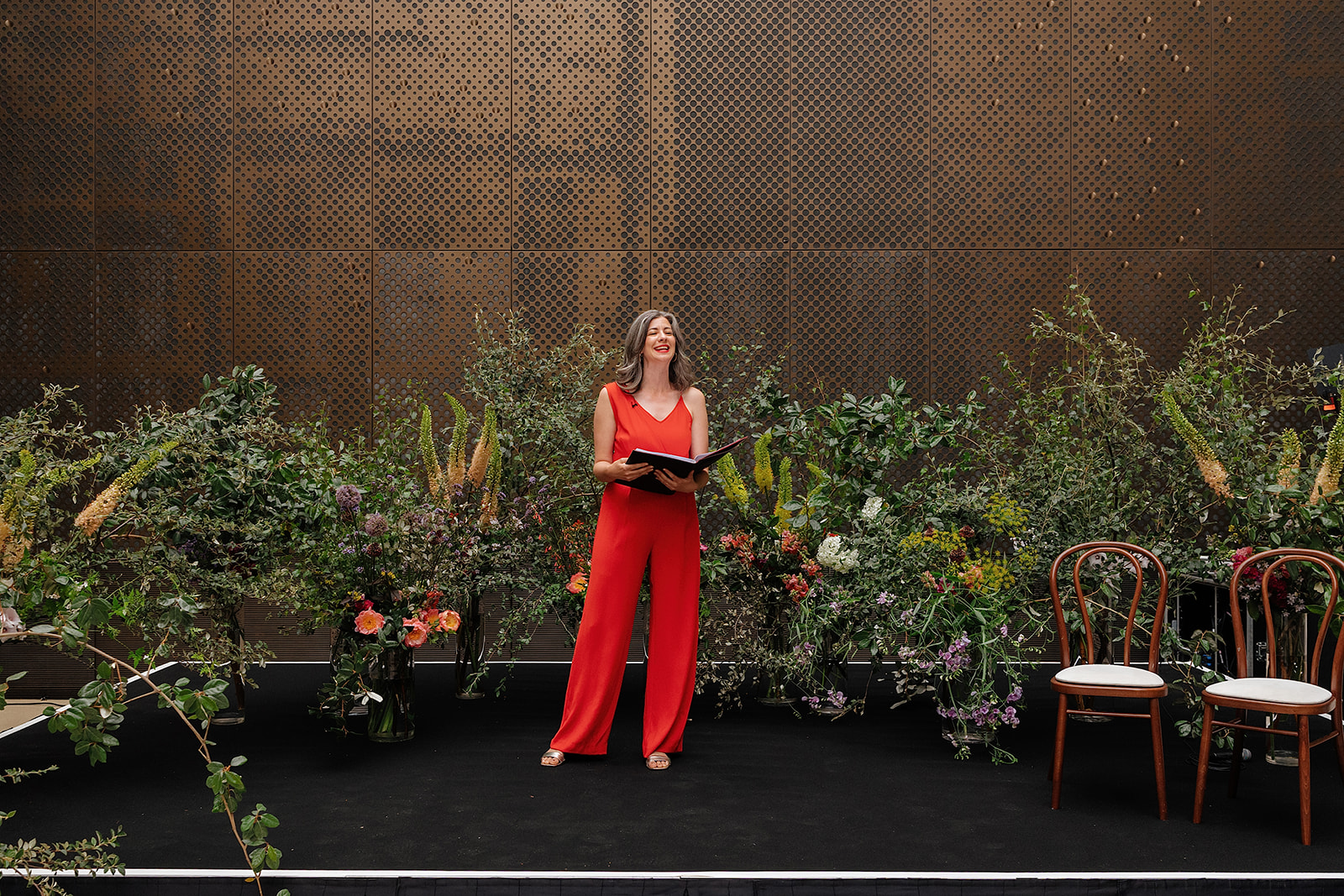 Celebrant Laura Gimson, leads ceremony at Hackney Town Hall