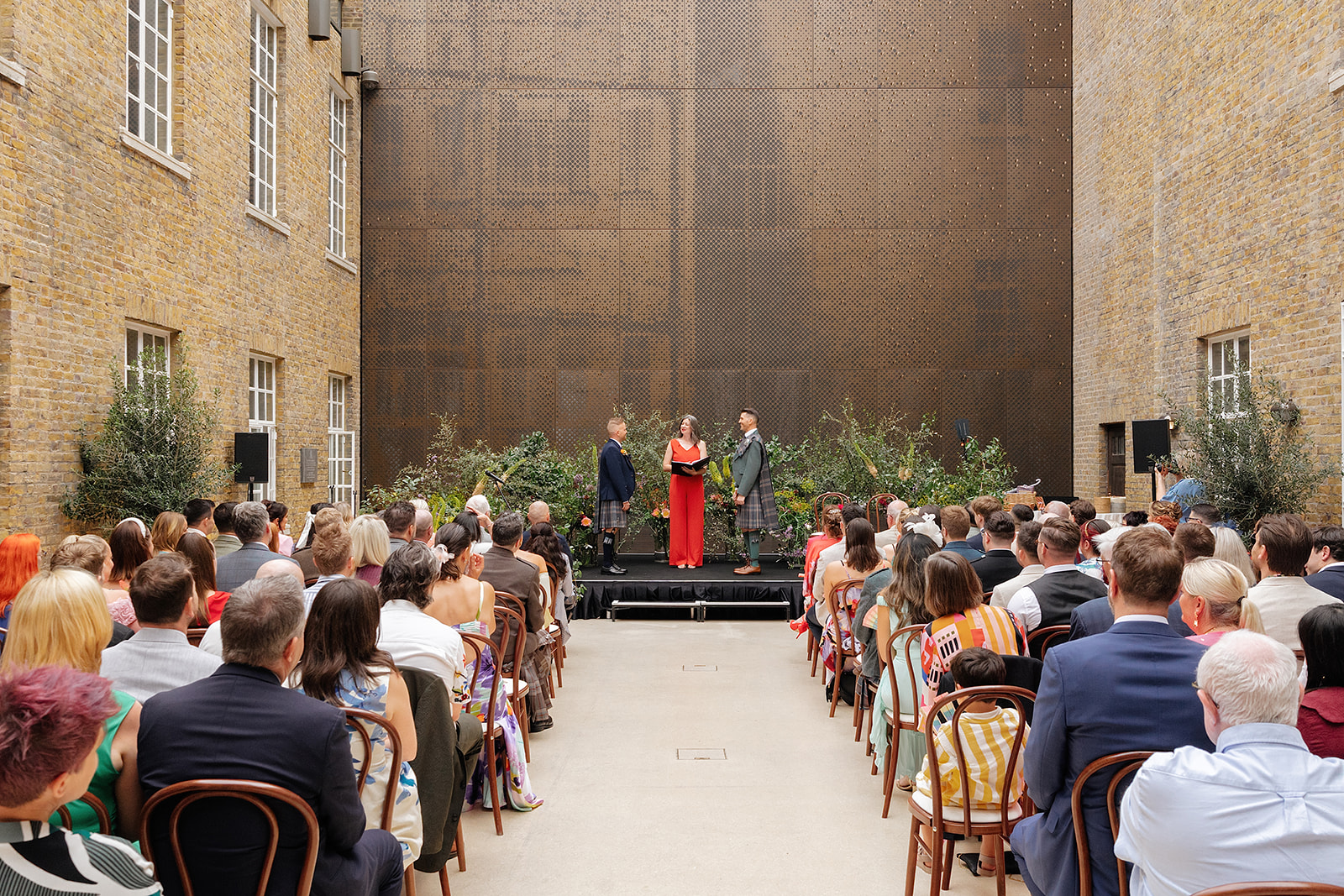A wedding ceremony in the atrium of Hackney Town Hall