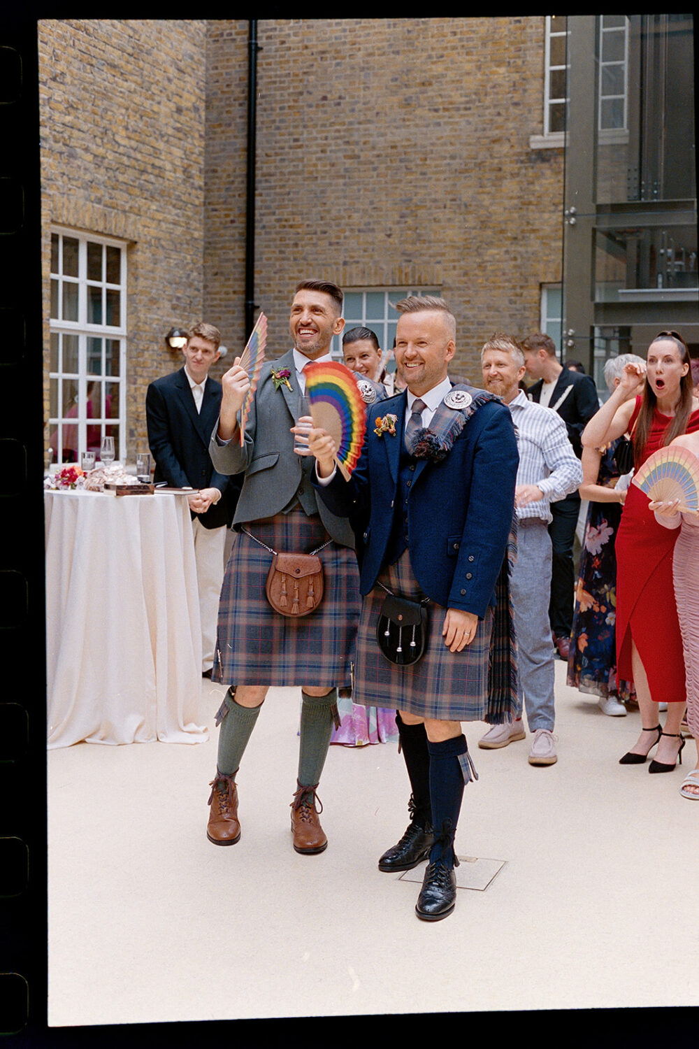 Ryan and Marcus celebrate their wedding at Hackney Town Hall on London Pride Weekend.