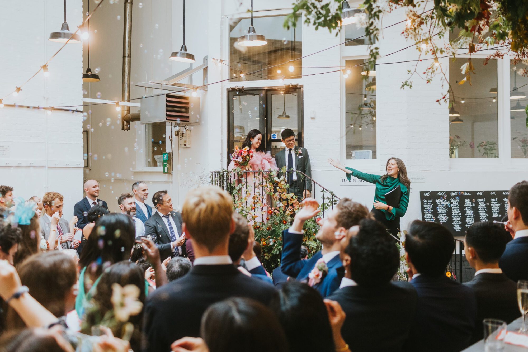 Celebrant Laura Gimson conducts Humanist Wedding at St John restaurant.